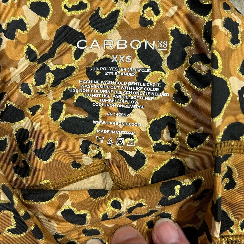 NWT Carbon38 Womens XXS Bra Top & High Waisted Legging Leopard Print Black Brown - Picture 6 of 9